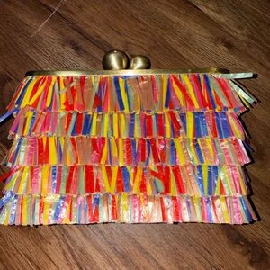 Olga Berg Colorful Fringe Clutch